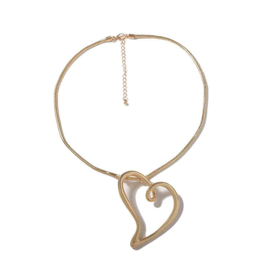 Simple and fashionable rope style metal chain alloy hollow heart pendant necklace versatile casual women's style